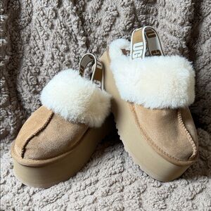 UGG Tan and Cream Platform Shoes